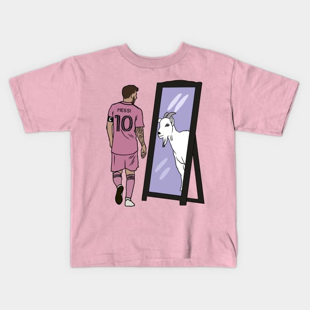 Leo Messi Mirror GOAT Miami Kids T-Shirt by rattraptees